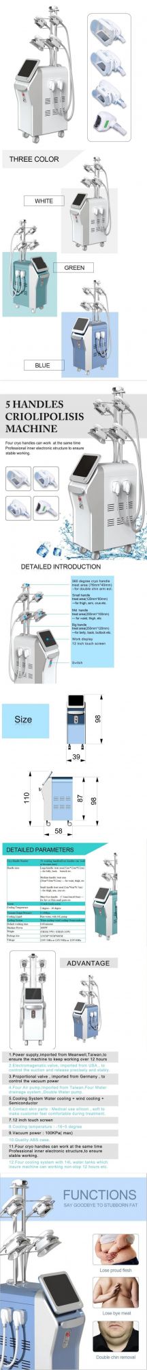 5 Cryo Handles Beauty Equipment Cryolipolysis Cool Tech Fat Freezing Body Slimming Machine