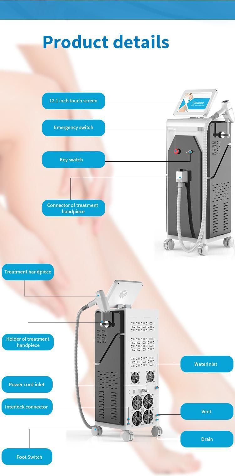 New Design 1200W Diode Laser 755 808 1064 Diode Laser Hair Removal Machine