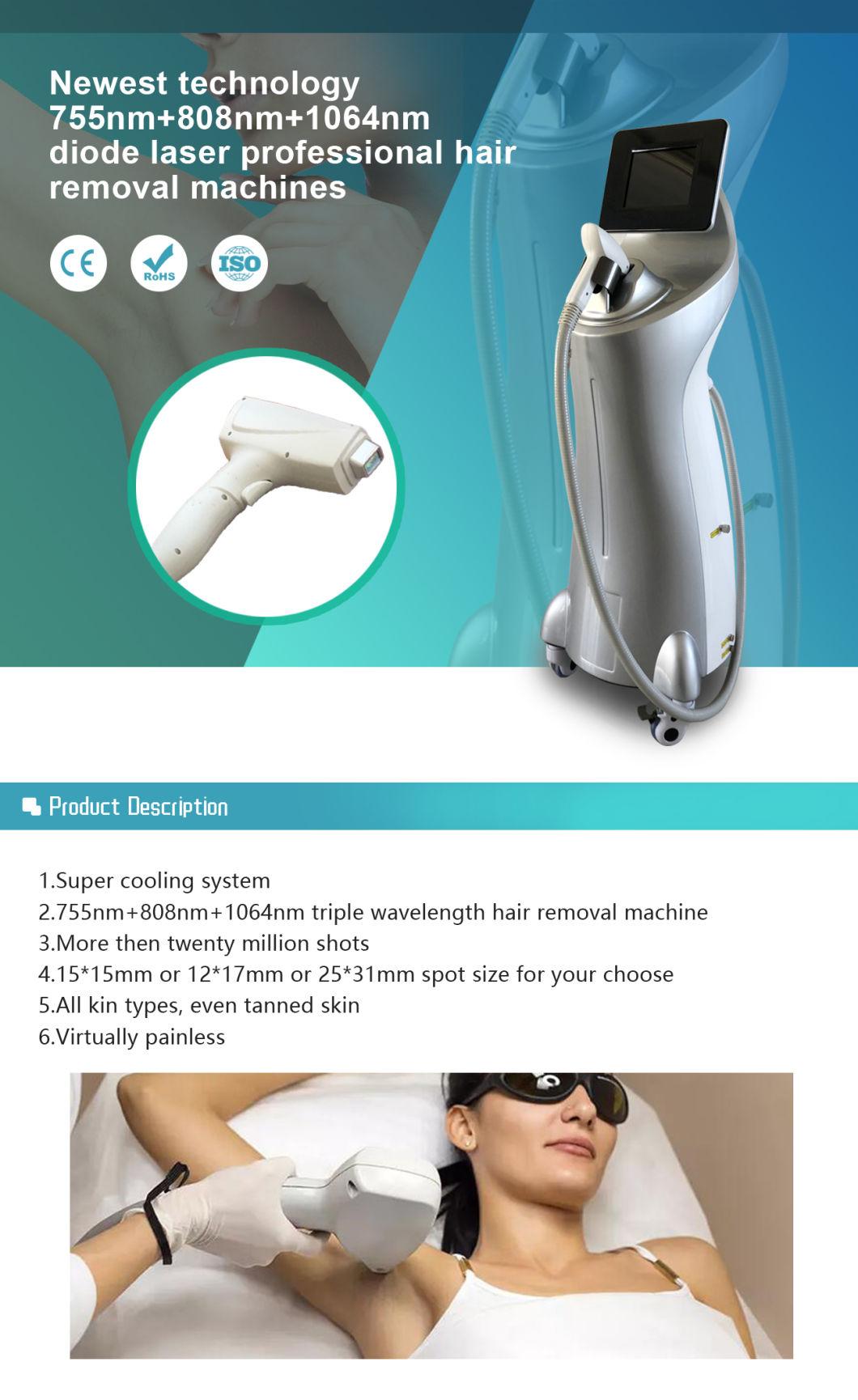 755/808/1064nm Ice Unhairing Diode Laser Hair Removal Beauty Machine