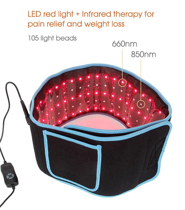 2021 Hot Sale 660nm 850nm LED Belt Red Light Therapy Weight Loss Infrared Red Light Body Pad Wrap Belt for Pain Relief
