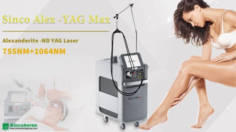 Contatc Me for Factory Price Alex-YAG Max Pigmentation Treatment Vascular Removal 2 Wavelengths 755nm 1064nm Alexandrite Laser Hair Removal Beauty Machine