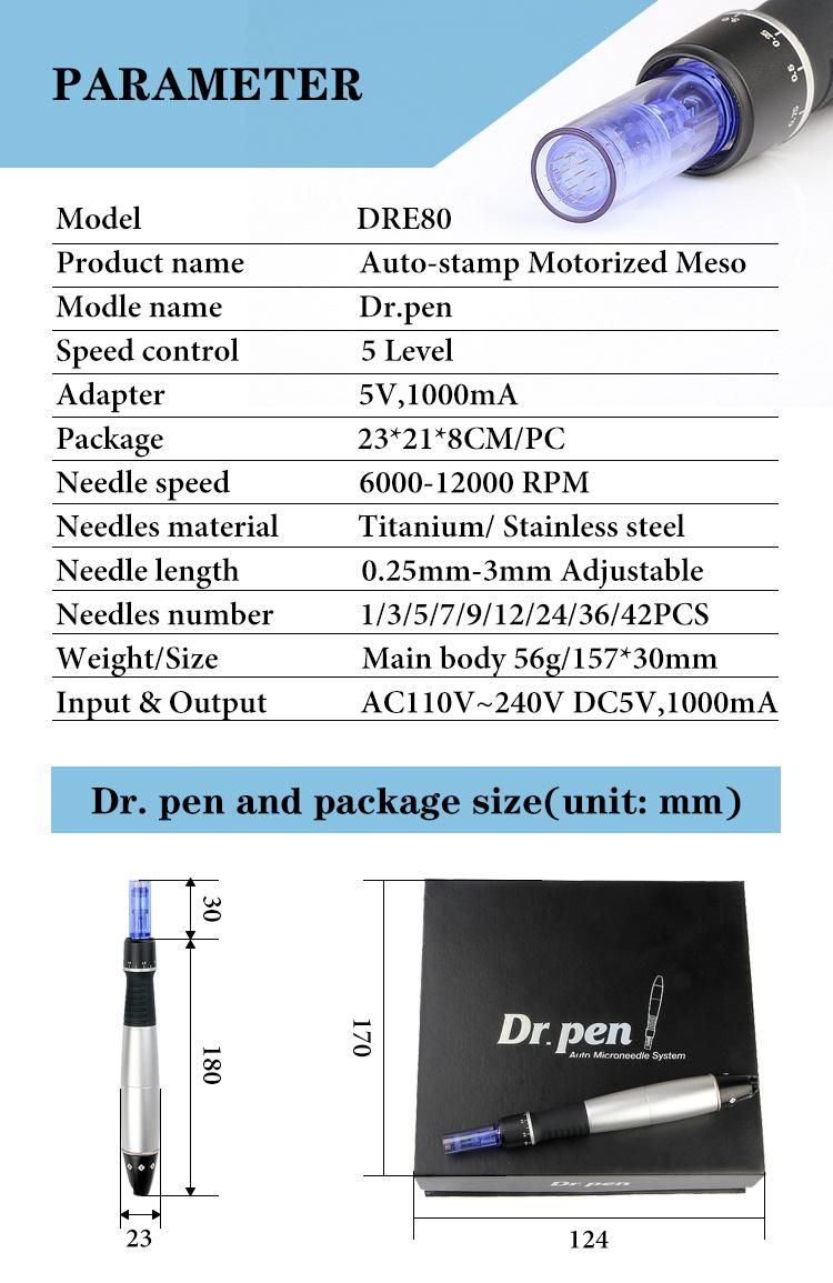 Derma Roller System Silver High Speed Rotating Dr Pen/Dermapen A1