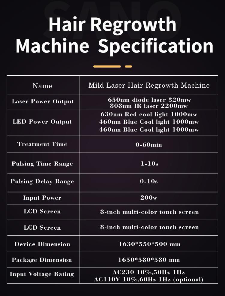 Treatment System Equipment 650nm Diode Laser Hair Growth Machine