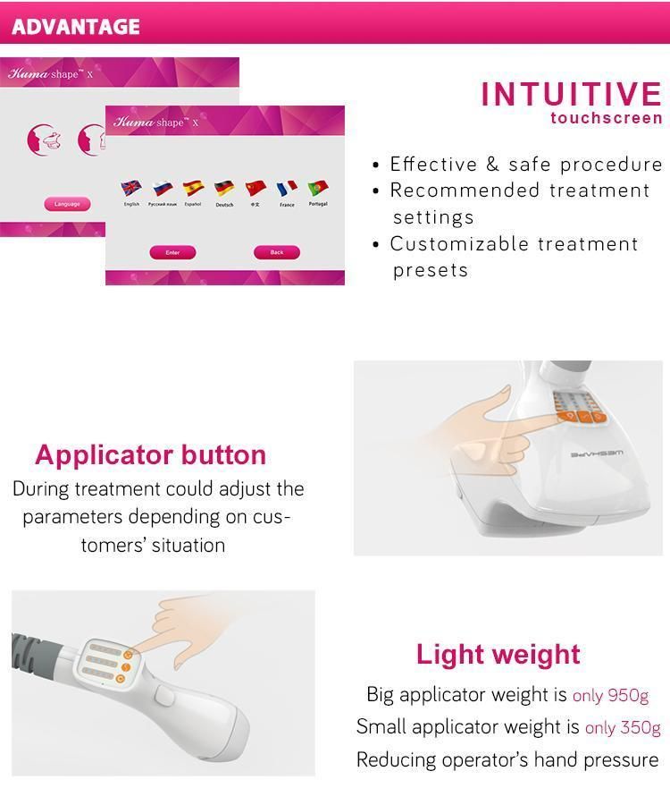 Butt Lift Machine Cellulite Removal RF Kuma Shape X for Body Skin Lifting Slimming RF Skin Tightening Machine Eye Wrinkles Tretch Marks Removal