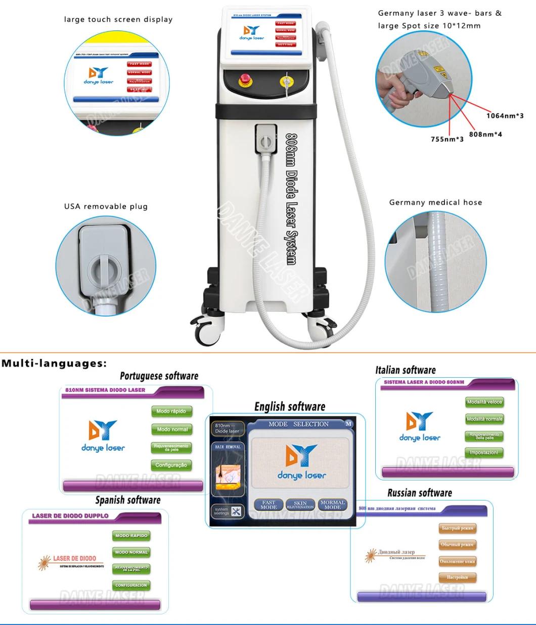 Direct Factory Machine Hair Removal 3 in One Professional laser Diode Laser 1064 808 755 Triple