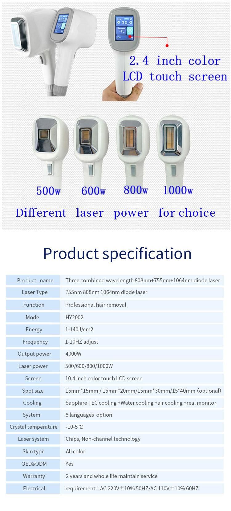 808 Double Handle Diode Laser 808nm Hair Removal Machine with Three Waves Diode Laser 755 808 1064nm Laser Hair Removal