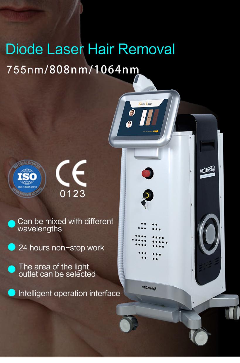 2022 New Upgraded Beauty Equipment CE Approved Vertical 3 Waves Diode Laser Hair Removal Machine