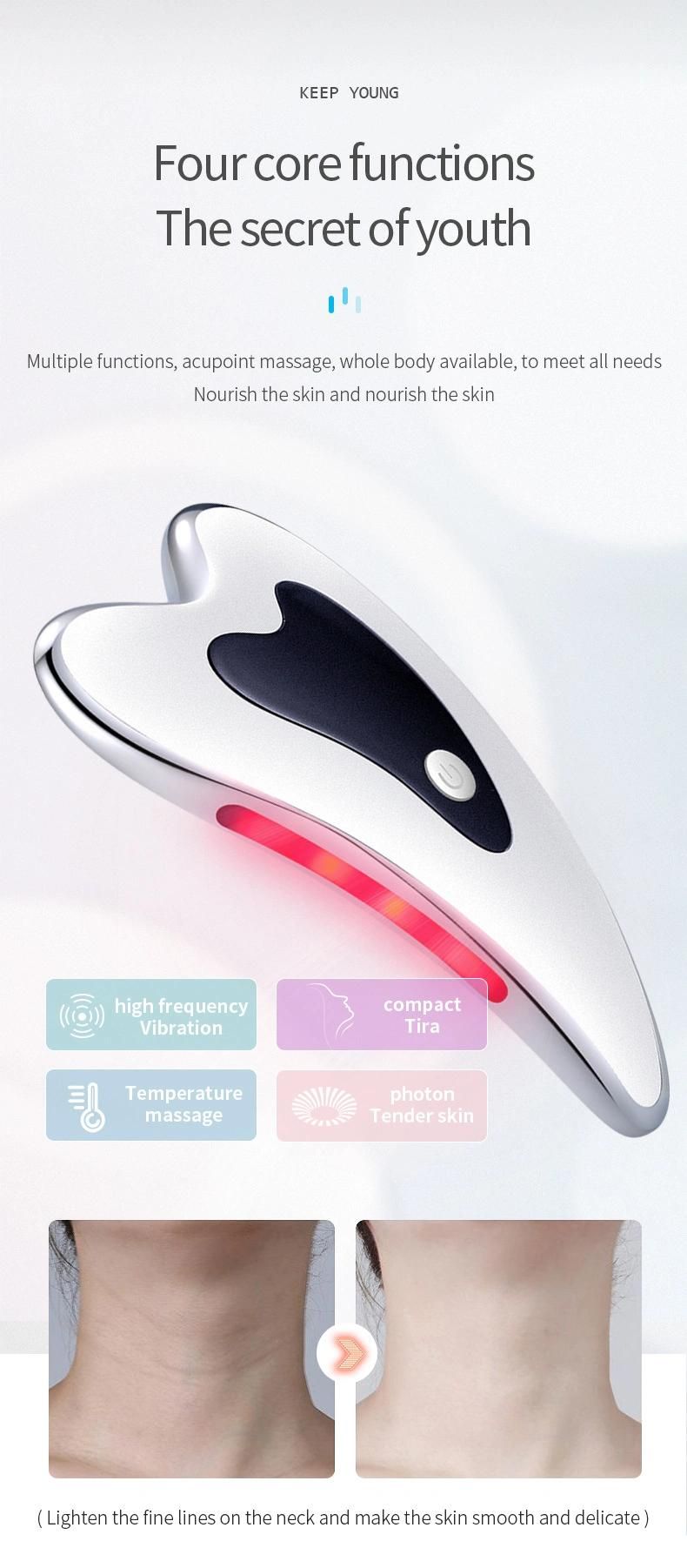 Multifunction Electric LCD Display Heated Vibrating Facial Beauty Massager Face Lifting Scraping Board