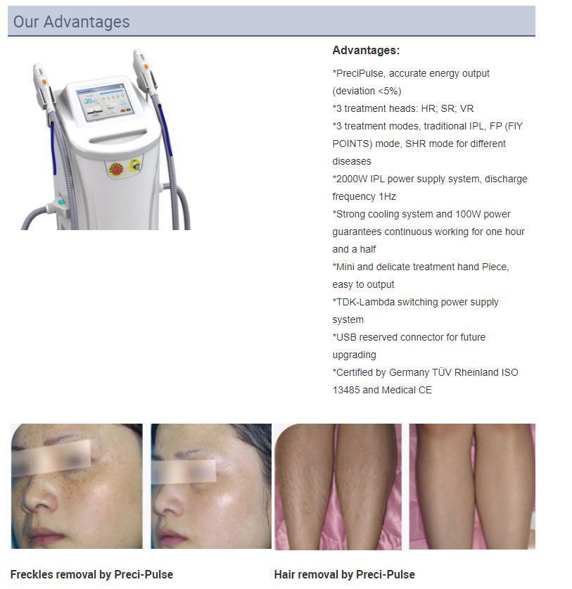 IPL Multifunction Face Lift Shr IPL Laser Hair Removal Machine Skin Rejuvenation with CE Certificate Hr Sr Vr Treatment Handpiece Medical Beauty Equipment (M)