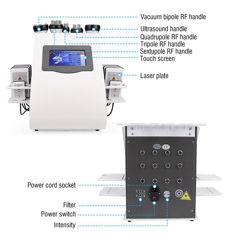 6 in 1 Vacuum RF Lipolaser Cavitation Machine