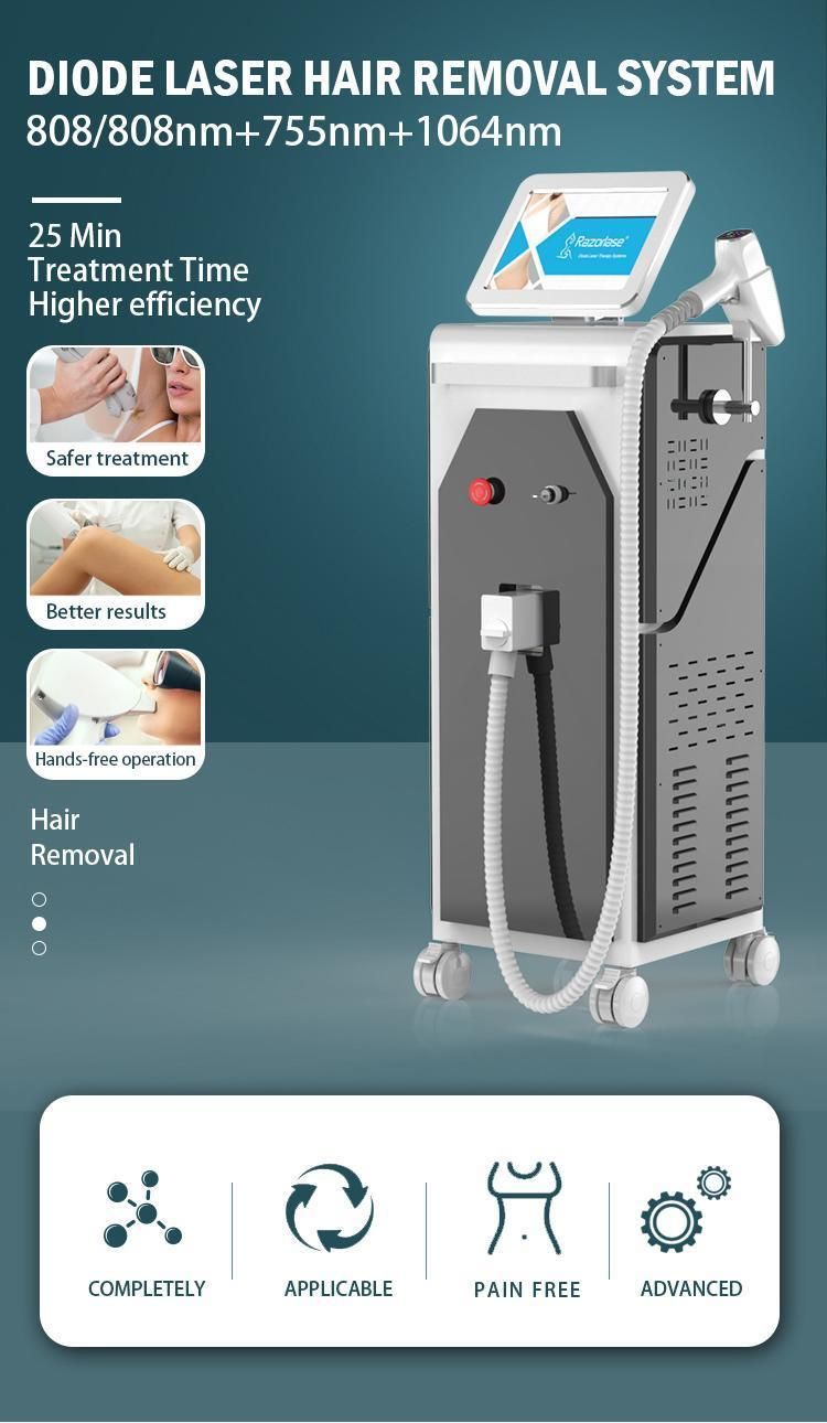 3in1 Diode Laser Hair Removal 808nm 755nm 1064nm Beauty Machine