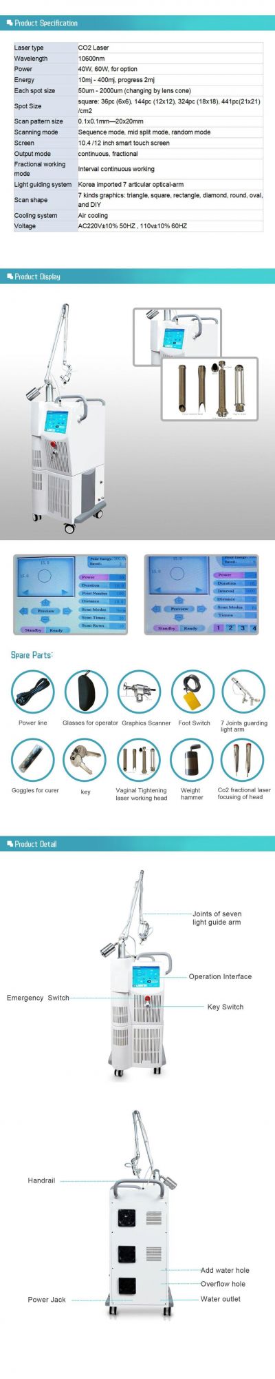 CO2 Fractional Laser Skin Tightening Rejuvenation Wrinkle Removal Vaginal Tightening