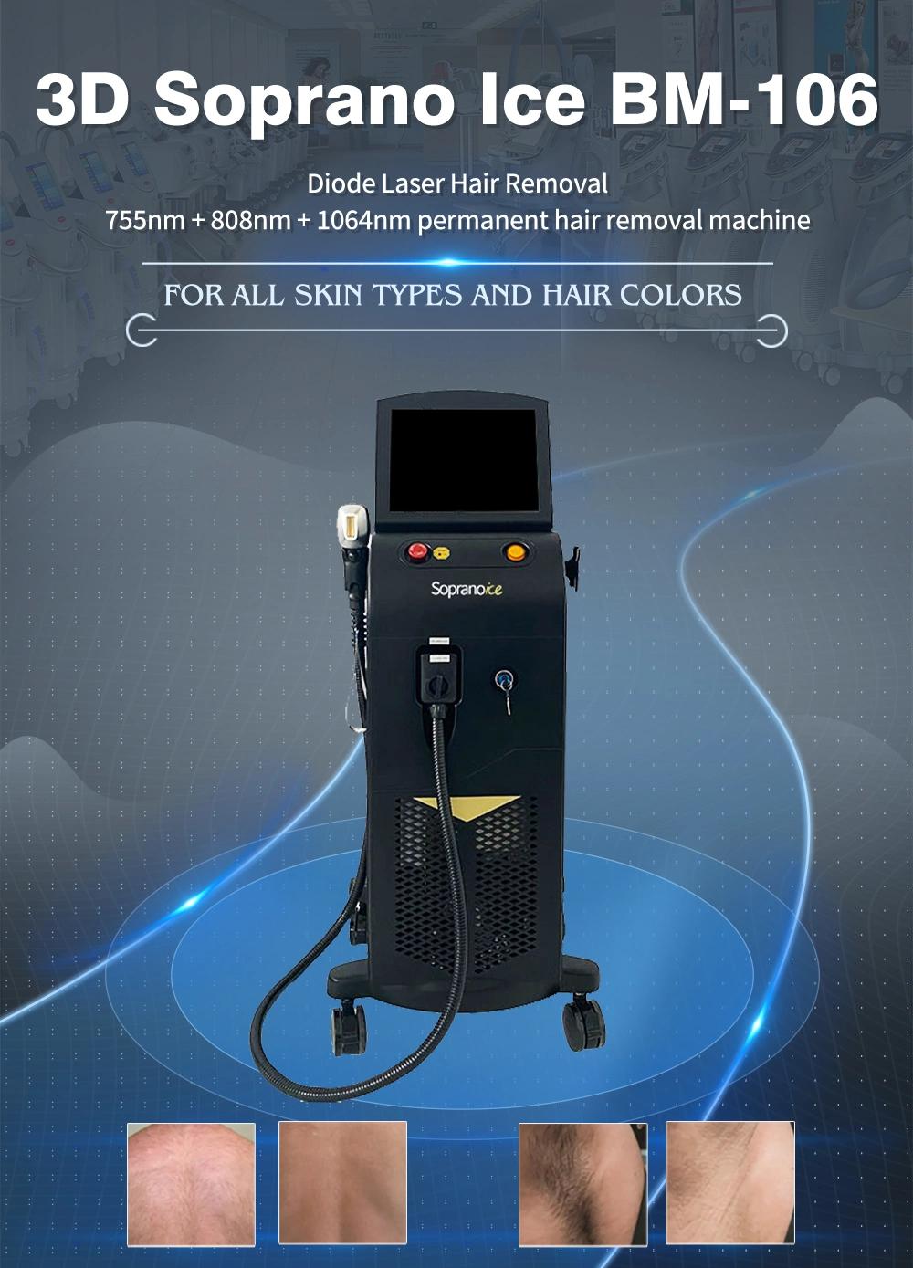 3 Wavelengths 808nm 755nm 1064nm Laser Diode Laser Hair Removal Machine Salon Use