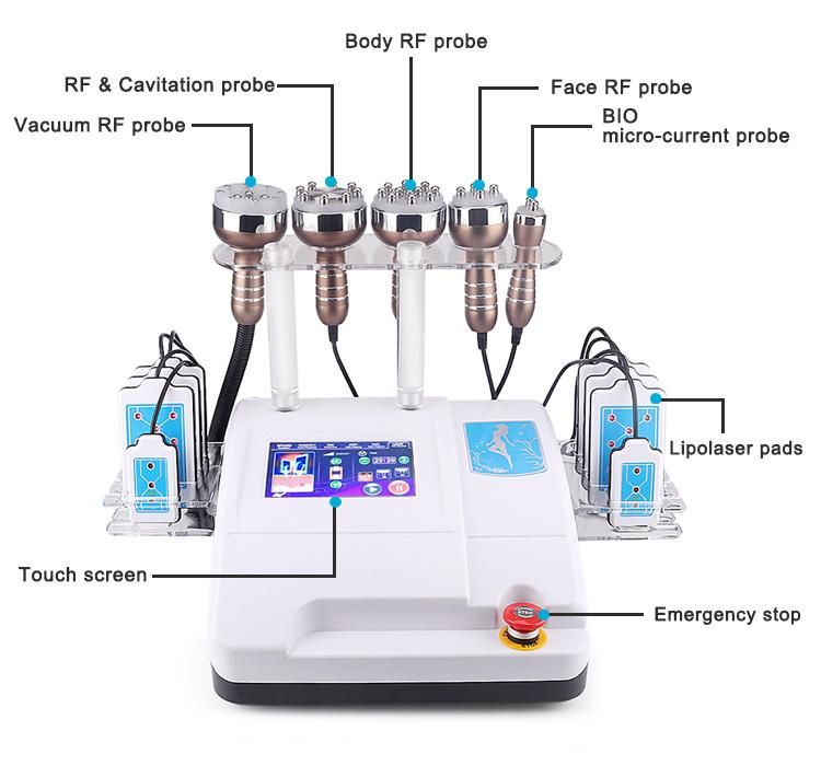 Fat Loss Slimming Machine Ultrasonic Vacuum Cavitation Bio Lipo Laser 6 in 1 RF Cavitation Machine