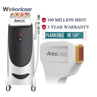 New Arrival 100 Millions Shots Non Crystal Mixed Wavelengths Painless Laser Hair Removal 755nm 808nm 1064nm Diode Laser Machine