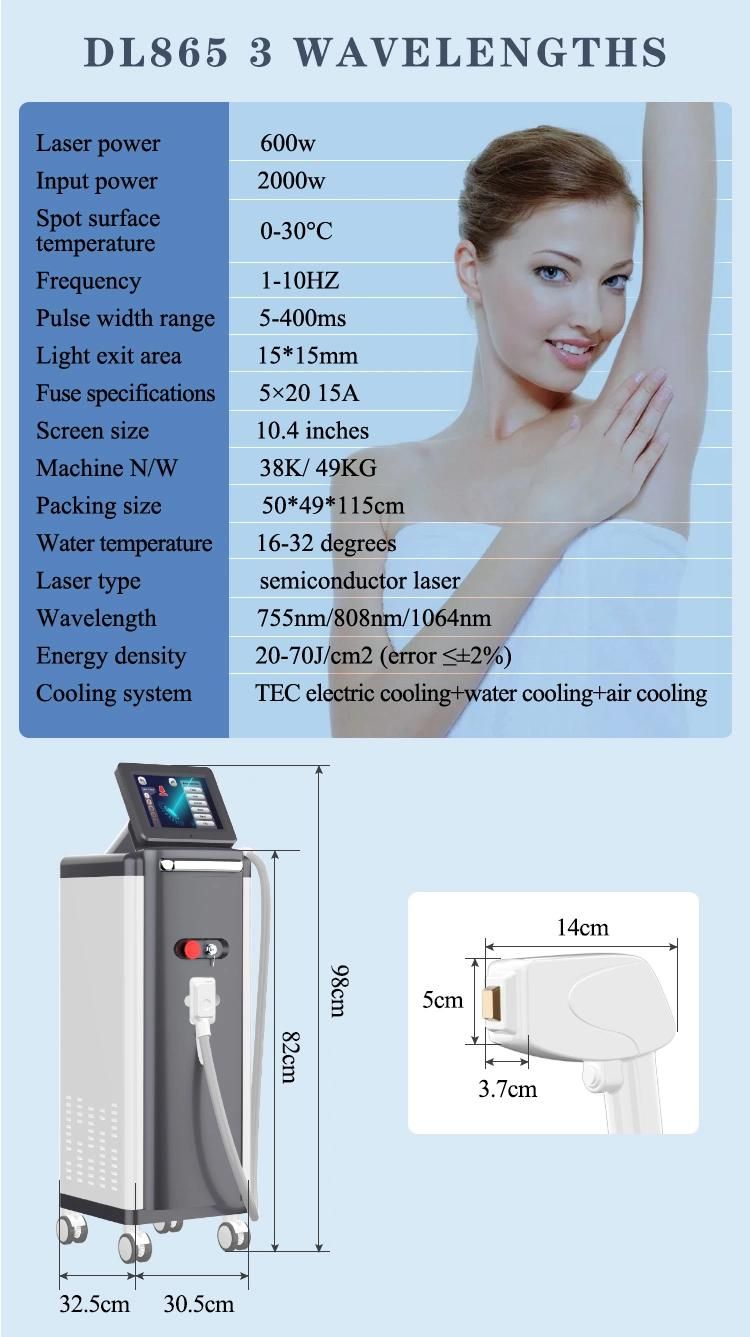 Newest 3 Wavelength 755nm 808nm 1064nm Diode Laser Salon Equipment