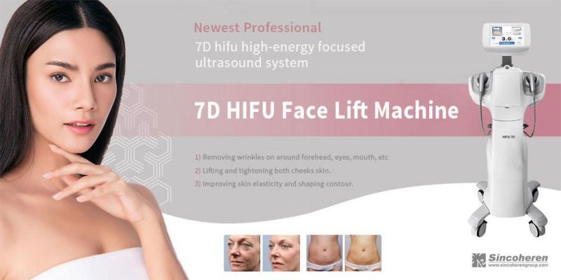 New Technology Painless Vertical 7D Hifu 7 Cartridges 30000 Shots Ultra 3 7D Mmfu Face Lift Body Slimming Machine