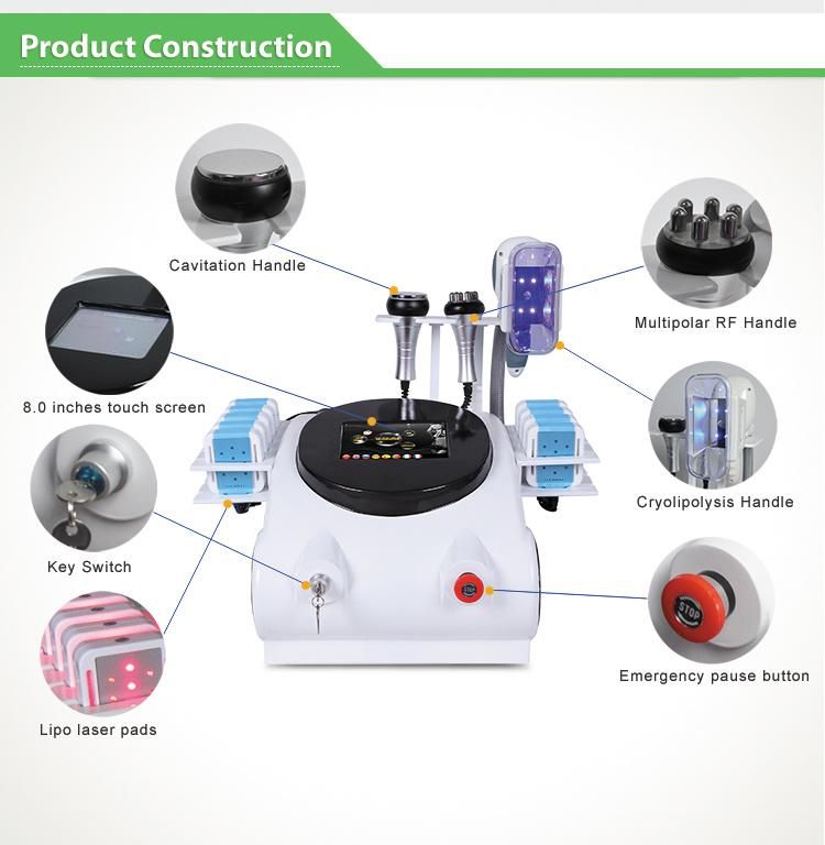 Portable Criolipolisis Cavitation RF Slimming Machine with Lipo Laser