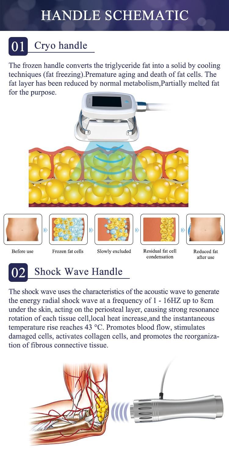 7 in 1 RF Cavitation Shockwave Therapy Crypolysis Fat Freezing Machine