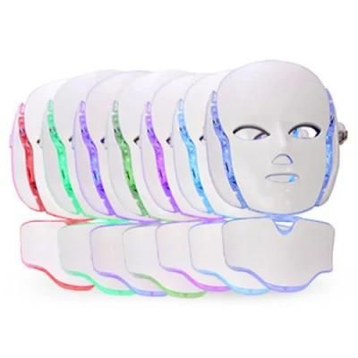 Beauty 7 Color LED Facial Mask Photon Light Skin Rejuvenation Therapy Facial Skin Care LED Light Mask with Neck