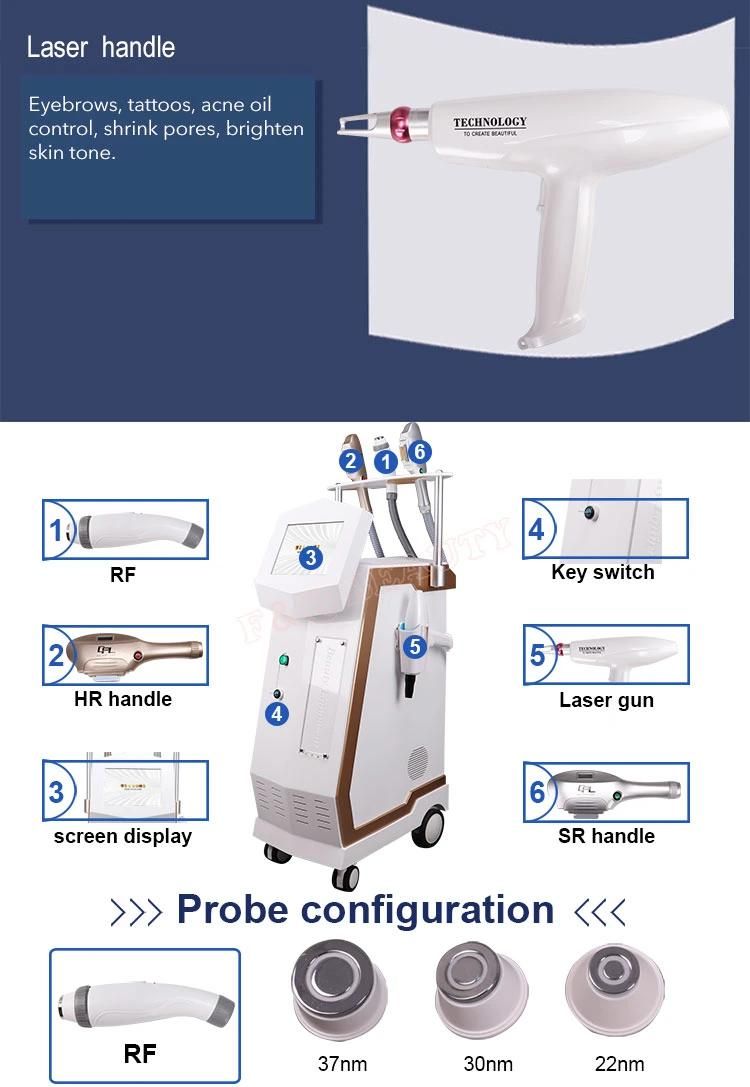 Multi-Function IPL RF ND YAG Laser Hair Removal Skin Rejuvenation Tattoo Removal for Salon Clinic Beauty Machine