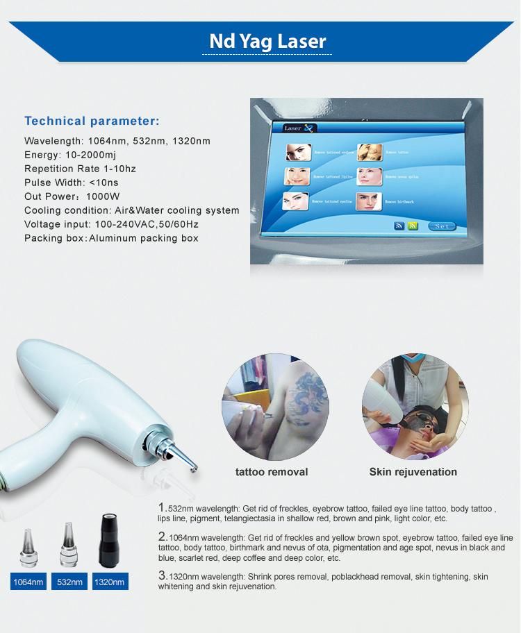 Portable 8.0 Inches Touch Screen YAG Laser Tattoo Removal Machine