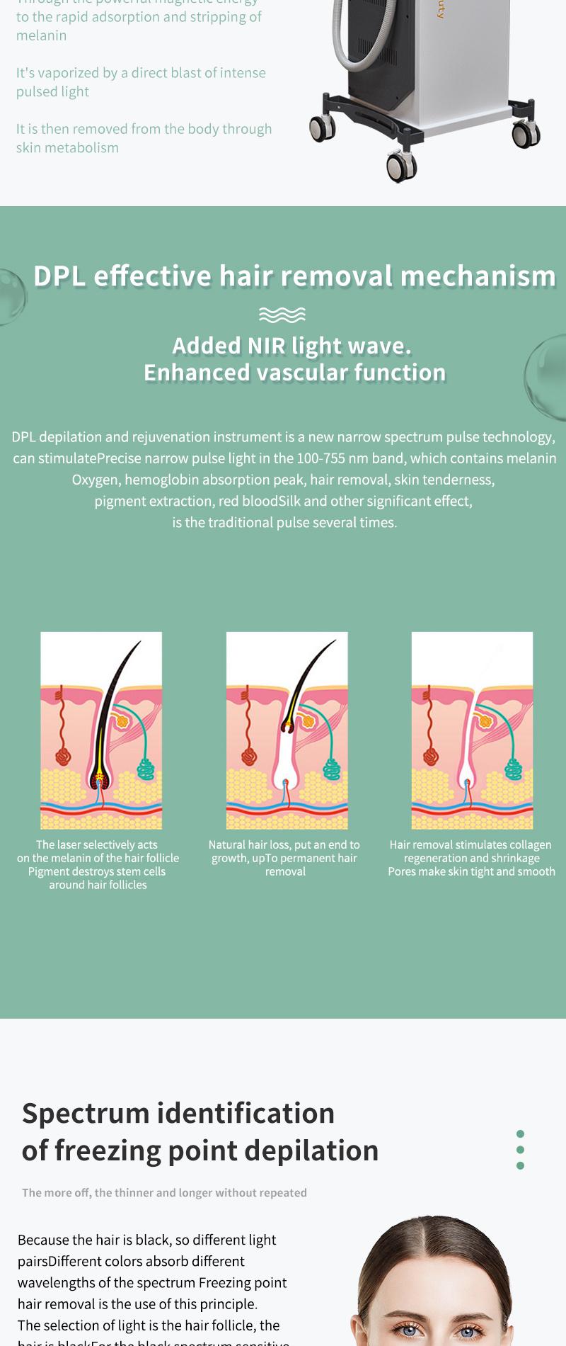 Newest Near Infrared Light Dpl Skin Rejuvenation Laser Machine