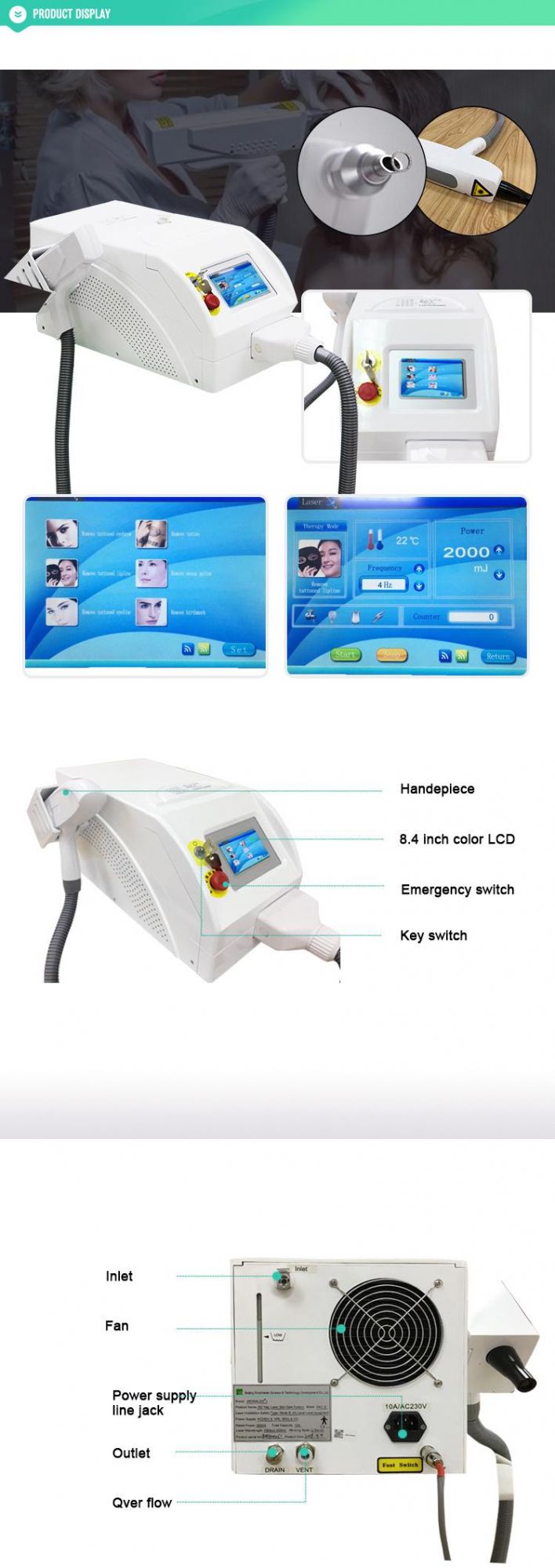 Portable ND YAG Laser with Carbon Peel Skin Whitening Tattoo Removal Machine Free Shipping