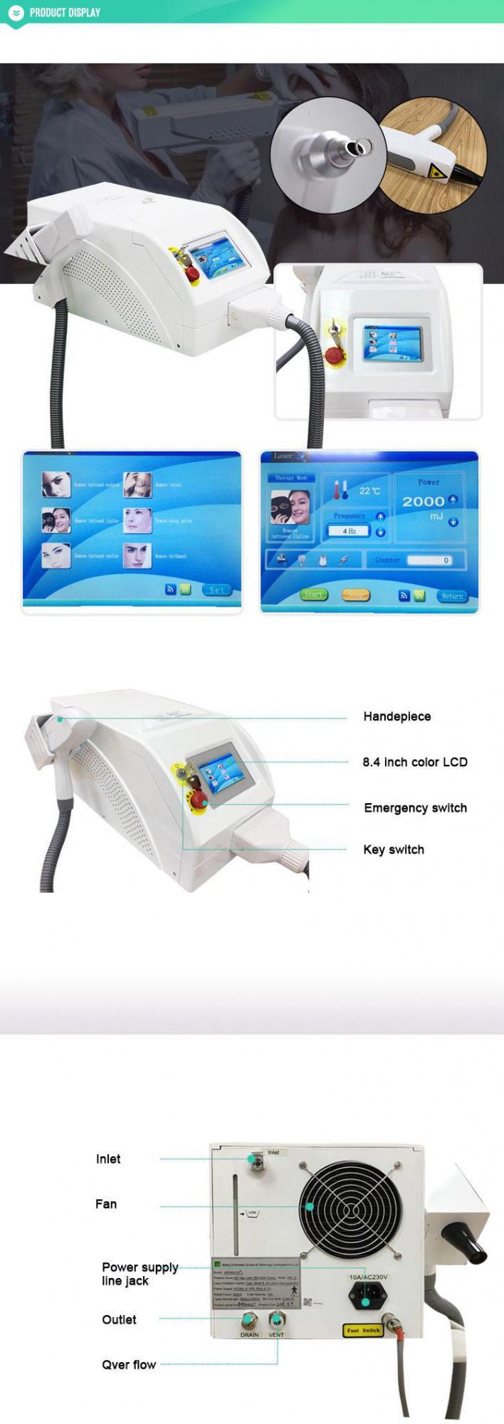Sinco Mini ND YAG Laser Machine for Black Red Blue Color Tattoo Removal Laser Machine Pigment Removal and Skin Shinning in Beauty Clinic
