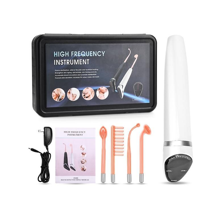 Home Used Red Purple Light Digital Tube Electrotherapy Ozone High Frequency Facial Beauty Wand Machine for Skin Care