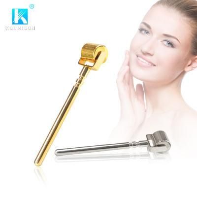 New Design High Quality Luxury Golden Seamless Metal Derma Roller Micro Needles Dermaroller for Beard Growth and Face Care