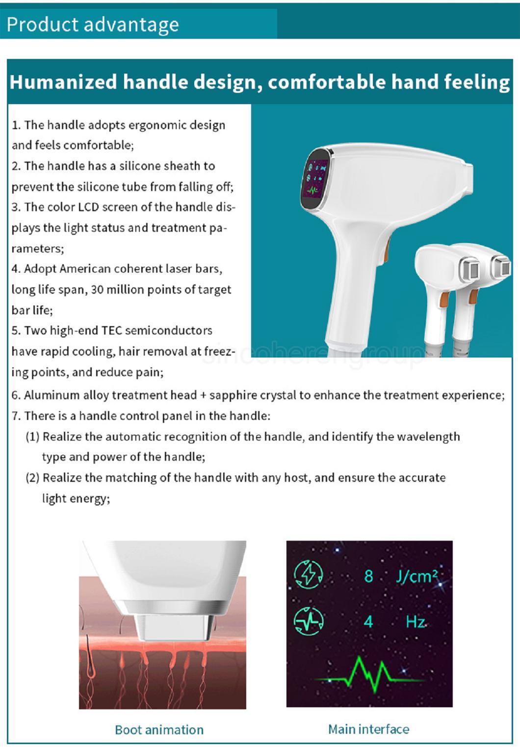 High Power Handle Power 1600W/1800W/2000W 755 808 1064 Diode Laser Hair Removal 10 Bars Hair Removal Machine