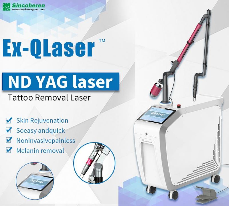 USA 510K Medical CE Approved Sincoheren Q Switched ND YAG Laser Tattoo Removal Hyperpigmentation Laser Genesis Removal System