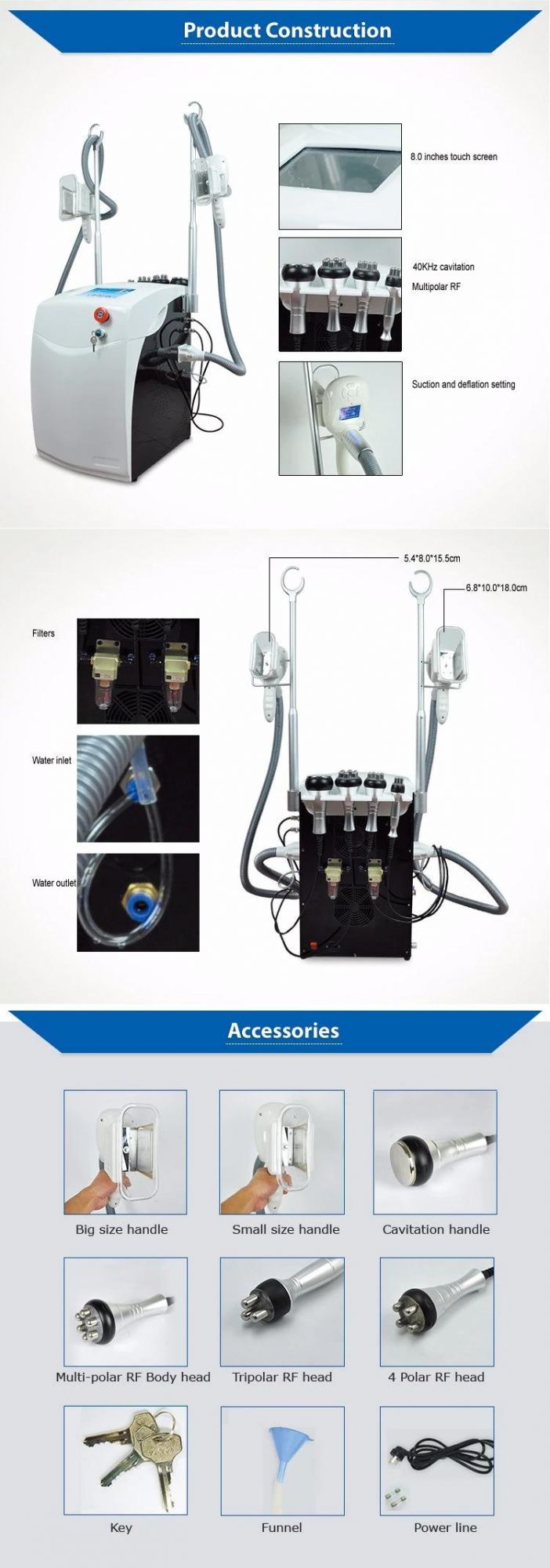 6 in 1 Portable Double Cryolipolysis Cryo + Three RF +One Cavitation Beauty Machine for Fast Slimming