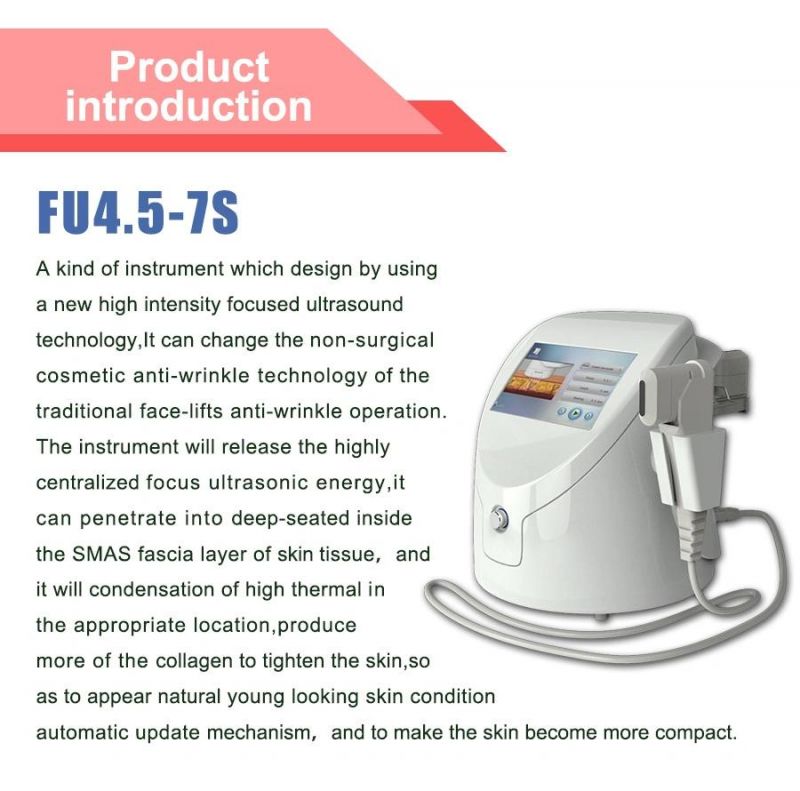 Portable Ultrasound Therapy Hifu Beauty Machine for Wrinkle Removal (FU4.5-7S)