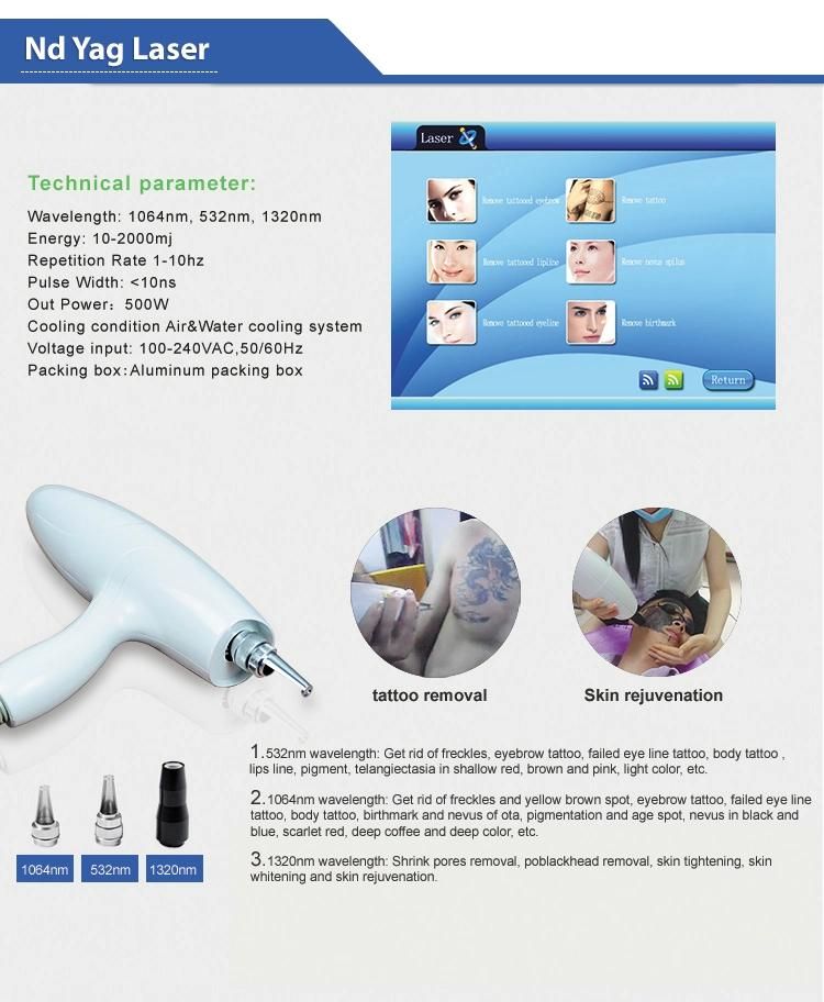 Portable Q Switched ND YAG Laser Machine China Price for Tattoo Pigment Removal