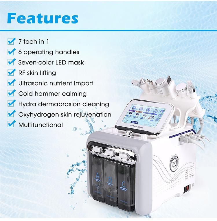 7 in 1 Oxygen Jet Beauty Dermabrasion Hydrafacial Machine with 7 Colors LED Mask