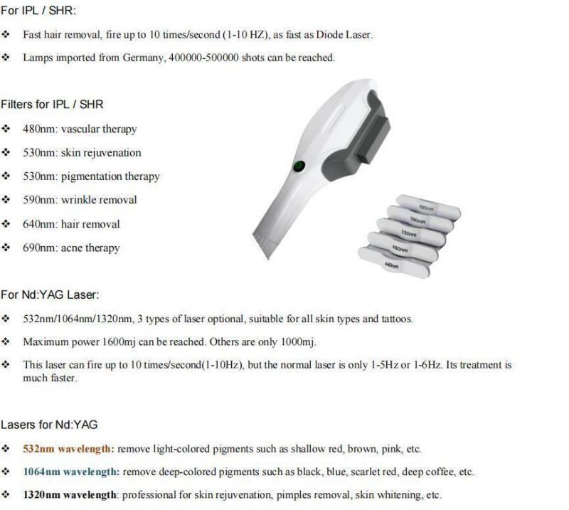 IPL+ Shr+ ND. YAG Laser Machine Aesthetic Medical Equipment