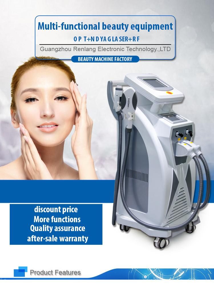 Multifunctional IPL RF Elight Q-Switch ND YAG Laser Machine for Hair Removal and Tattoo Removal