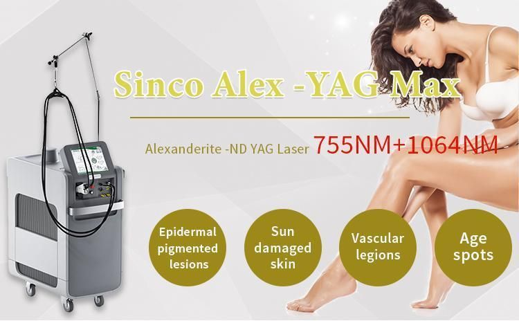 Sincoheren Alex Laser Hair Removal 755nm+1064nm Alexandrite Laser Alex ND YAG Laser Beauty Machines