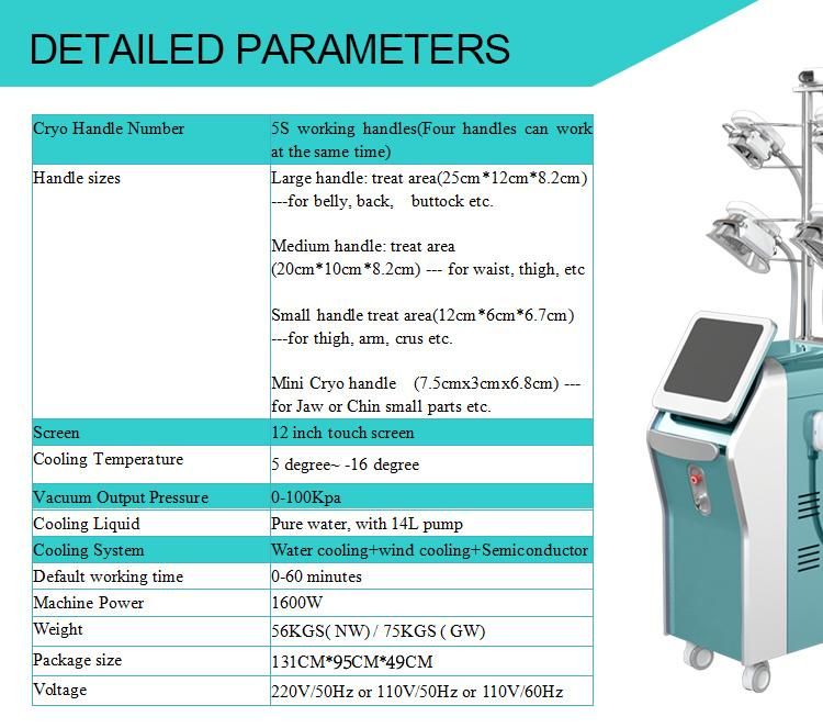 Fat Freezing for Slimming with Large Treating Parts 4 Cryo Handles Work Together Cryolipolysis Slimming Beauty Machine