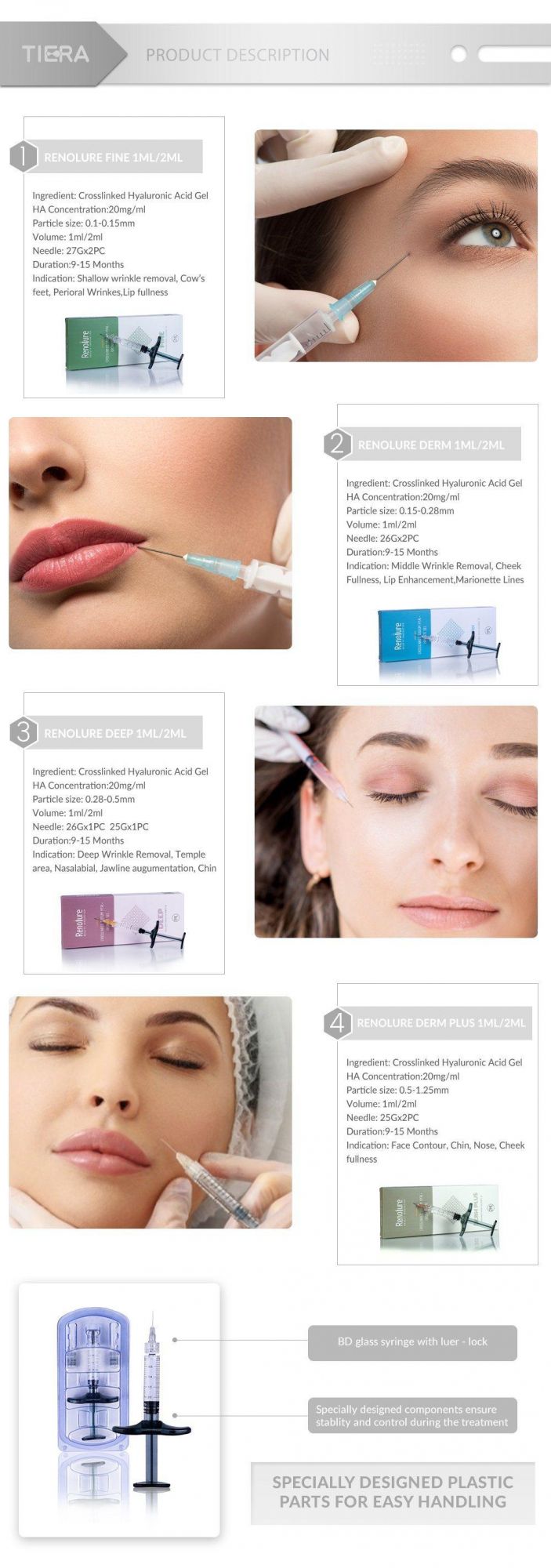 Good Sell Female Face Lift Hyaluronic Acid Dermal Filler for Medium Wrinkles