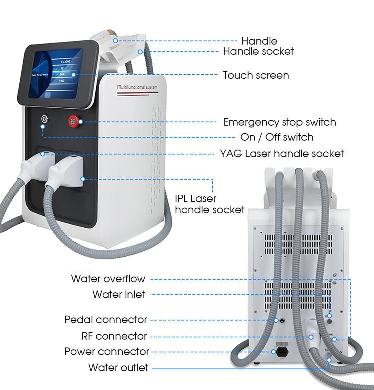 3 in 1 Hair Removal Machine Q Switched ND YAG Laser RF Device High Quality Laser Machine for Commercial