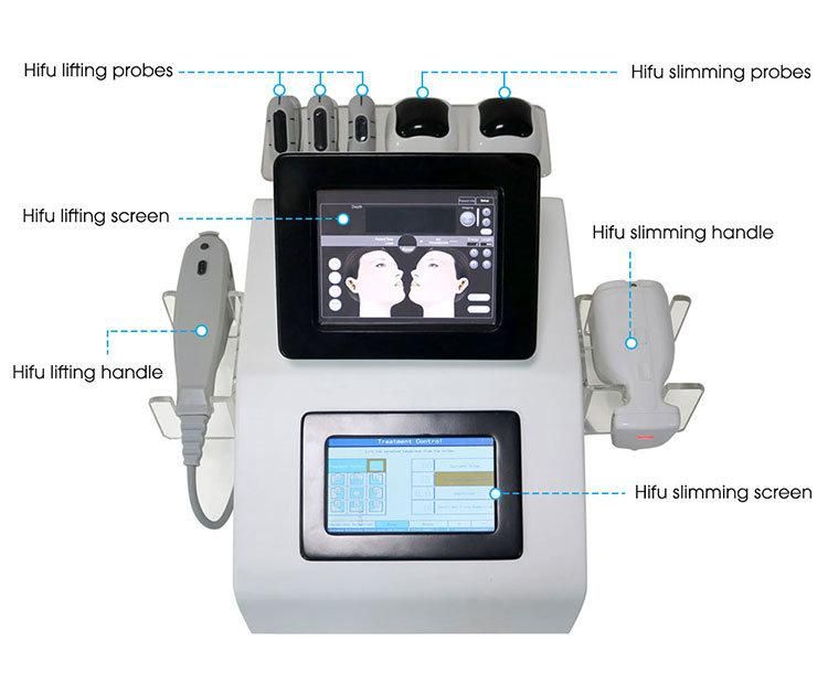 Portable 2 in 1 Hifu Machine with 2 Handle for Skin Lifting Body Slimming Ultrasound Machine