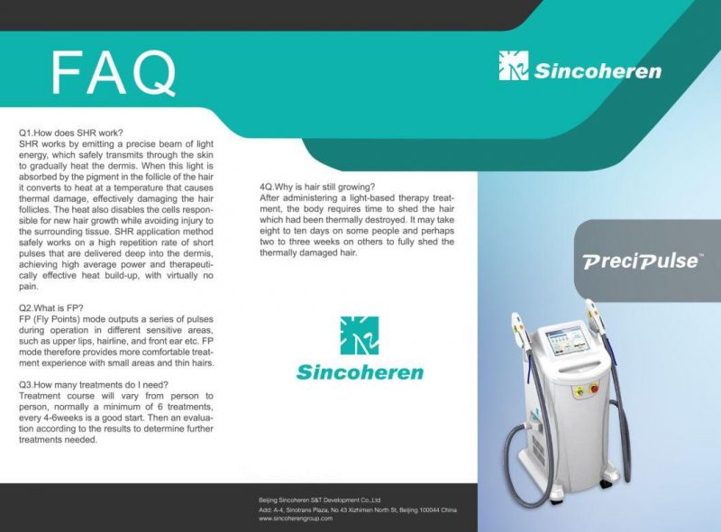 New Sincoheren K123435 IPL Diode Laser Hair Removal Machine Treatment Light Facial Photo Salon Equipment