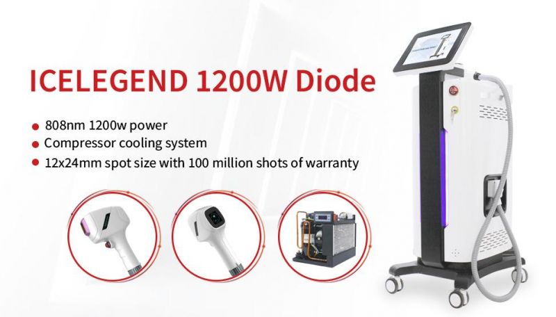 2 Years Warranty 1200W Diode Laser Hair Removal 808nm Laser Ice Diode Laser Alexandrite Machine