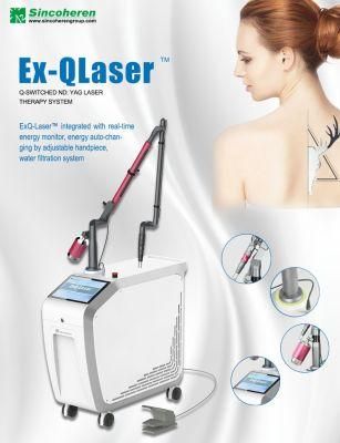 Newest Tech Q Switch ND YAG Laser Machine for Tattoo/ Speckle/ Lentiginos/ Melasma Removal