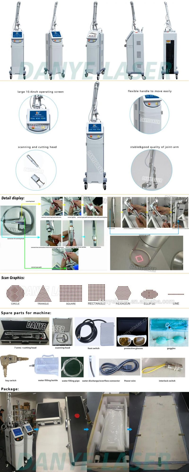 Glass/ RF Tube CO2 Fractional Laser Facial Rejuvenation Scar Removal Machine for Clinic and Hospital Use