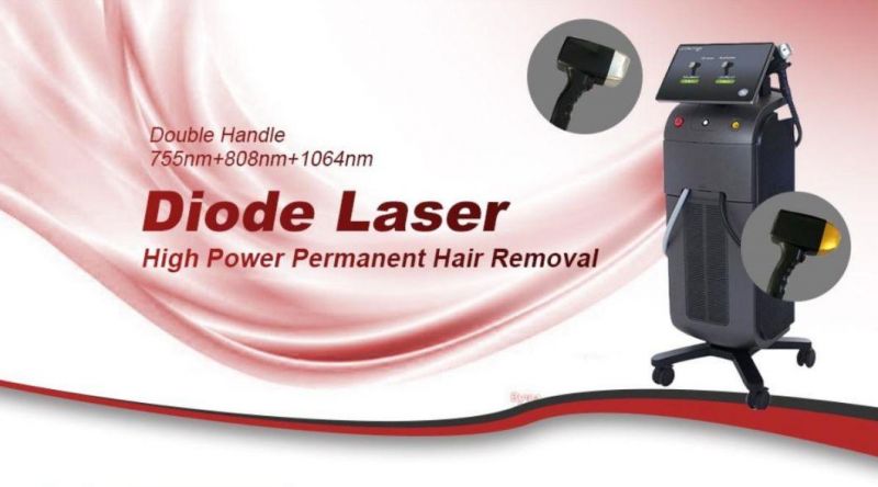 Two Handles 3 Wavelengths in 1 Permanent Hair Remvol Diode Laser Machine