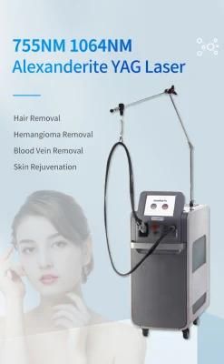 Professional Dual Wavelength Alexandrite 755nm Hair Removal Laser + 1064nm ND YAG Laser Hair Removal